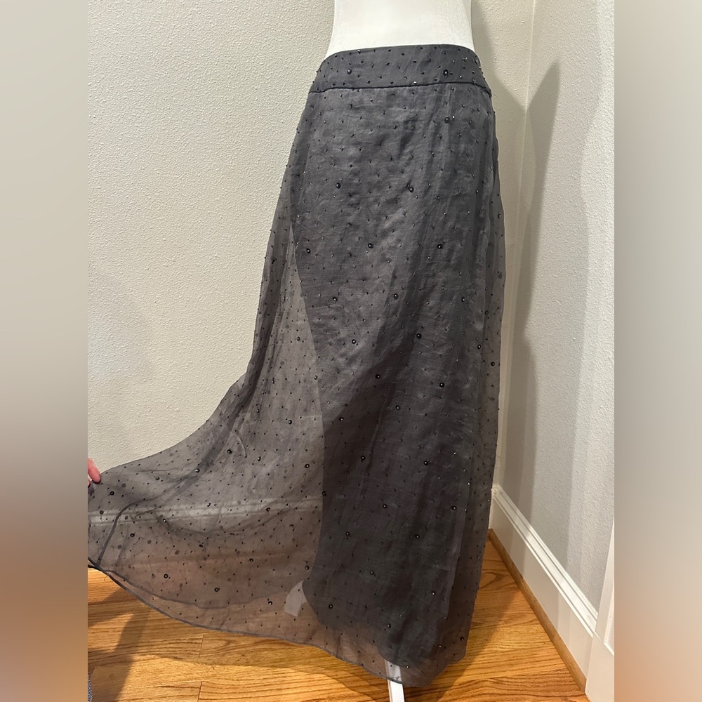 Tahari Sheer gray Maxi Skirt